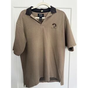Vintage Ouray Sportswear Alaska Polo Brown Beige Mens L Vacation Short Sleeve